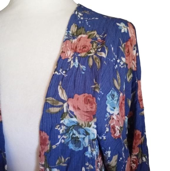 Umgee Floral Open Front Kimono Lace Trim Size Small Boho Festival Cottagecore - Picture 5 of 9
